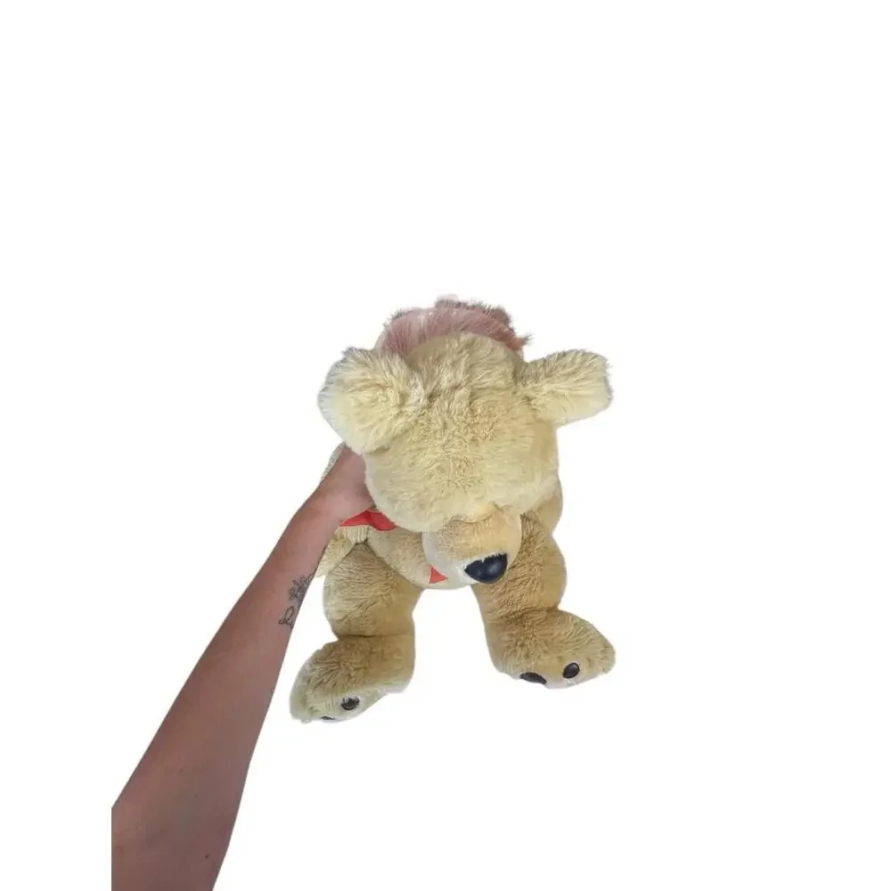 Large Tan Plush Teddy Bear w/ Red Bow ~ 28” Soft‎ Stuffed Animal Toy